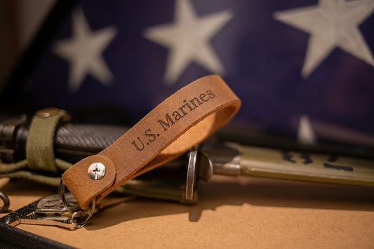 The Bastion – Brown Leather Keychain | 3.5mm | Gunmetal Hardware | Screwed Rivet + Ring | Custom Text